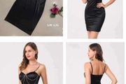 Black V Neck Spaghetti Strap Sleeveless Dress