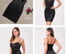 Black V Neck Spaghetti Strap Sleeveless Dress