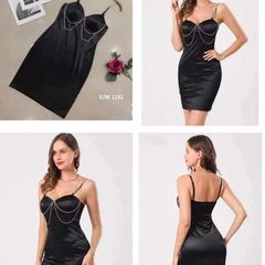 Black V Neck Spaghetti Strap Sleeveless Dress