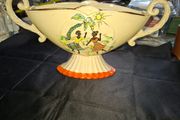 Antique Comport or Vase featuring molded handles and a relief scene of figures dancing under a tree