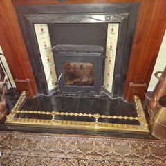 19th century brass fireplace fender