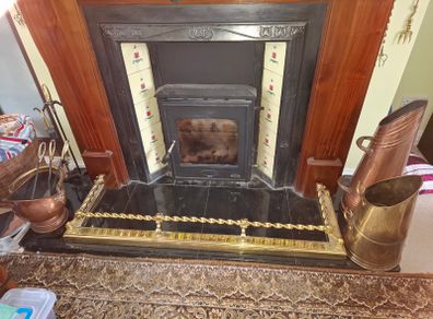 19th century brass fireplace fender