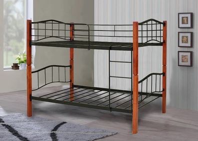 Metal & Wood Single Bunk Bed