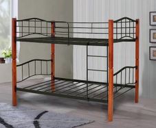 Metal & Wood Single Bunk Bed