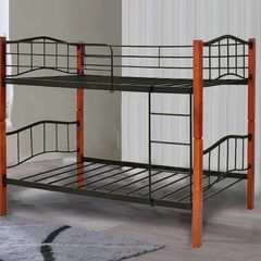 Metal & Wood Single Bunk Bed