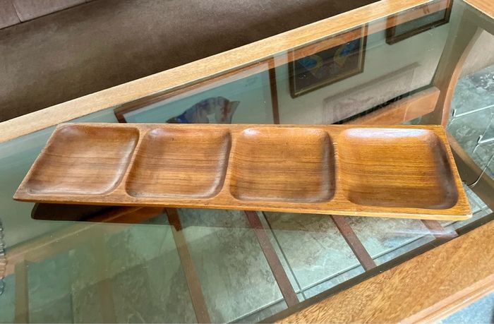 Long Mid Century Moder Genuine Antique Danish Design Handcrafted Wooden Tray