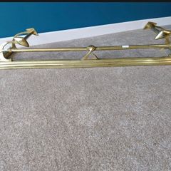 Art Nouveau brass fire fender {23cm H x 134 cm W x 37 cm D}