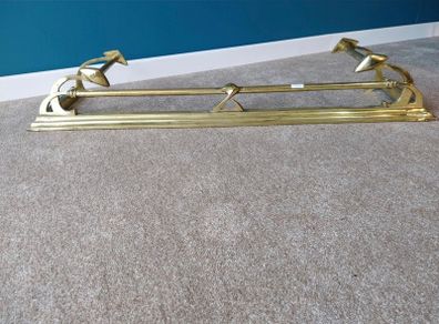 Art Nouveau brass fire fender {23cm H x 134 cm W x 37 cm D}
