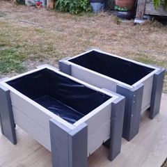 Premium Two-Tone Handcrafted Wooden Planter Set