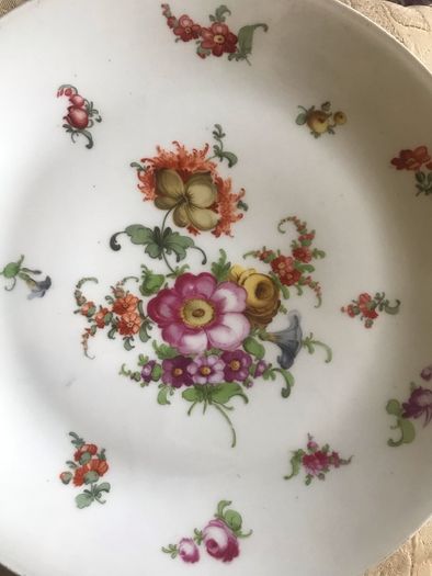 Antique Meissen Hand Painted Plate Set