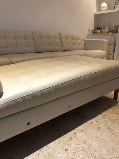 IKEA Landskrona Chaise longue, add-on unit, beige leather