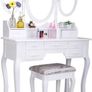 Dressing Table with 3 Mirror Stool Makeup with stool, 7 drawers Image 2