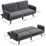 _Sofa bed, sofa bed, sofa bed, cover made of velvet, legs made of solid wood, 195 x 88 x 78 cm, foldable, fold-out sofa, for dormitories, small rooms, gray Image 4
