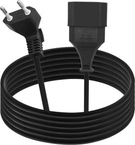 Extension Cable 90 Degree Euro Plug Short, Extension Cable Type C Plug Euro Plug on Type C Euro, 2.5A 250V for TV, Computer, Monitor, Projector, Household Appliances 3M