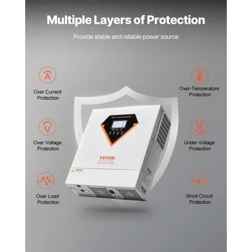 Hybrid Solar Inverter, 3500W, All in One Pure Sine Wave Power Inverter Charger, 24V DC to 220/230V AC, with Built-in 100A MPPT Solar Controller, for Off-Grid System Lead Acid Lithium Battery