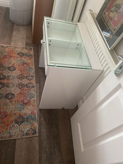 glass top table cabinet