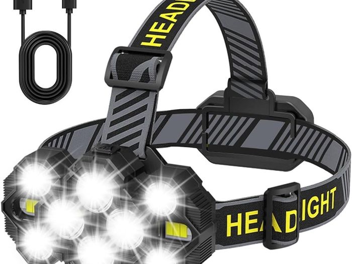 FREE SHIPPING Head Torch Rechargeable, 10 LED 10 Modes Head Torch USB Rechargeable Super Bright 22000 Lumens Waterproof IPX4 Headlamp Hands Free Running Head Torch for Fishing Walking Cycling Camping