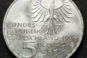 Unc Germany 1974 Silver 5 Mark D Immanuel Kant 250th Anniversary
