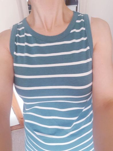 Green and White Striped Dress - Size 8-10