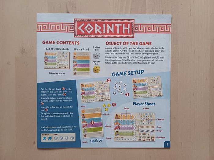Corinth Roll & Write Strategy Board Game Days of Wonder OOP 2019