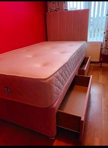 New Luxury Single Divan Bede. Tufted Memory Foam Mattresses With Optional Drawers Instock