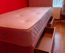 New Luxury Single Divan Bede. Tufted Memory Foam Mattresses With Optional Drawers Instock