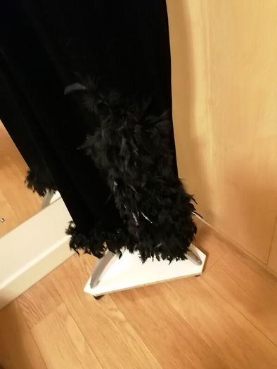 Women's Dress Black Velvet and Ostrich Feathers Size 14