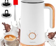 Milk Frother, Electric Milk Frother and Steamer 400W, Automatic Warm and Cold Foam Maker and Milk Warmer 4 in 1 with 2 Whisk for Latte, Cappuccino, Macchiato, Hot Chocolate Coffee