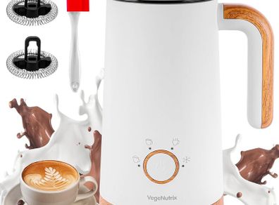 Milk Frother, Electric Milk Frother and Steamer 400W, Automatic Warm and Cold Foam Maker and Milk Warmer 4 in 1 with 2 Whisk for Latte, Cappuccino, Macchiato, Hot Chocolate Coffee