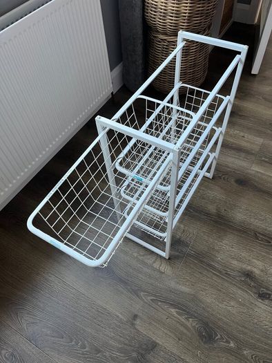 White wire basket storage