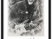 Rory Gallagher Sketch Print With Autograph Framed