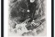 Rory Gallagher Sketch Print With Autograph Framed