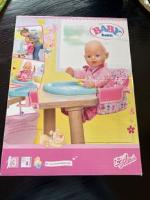 BABY born Doll Table Feeding Chair by Zapf Creation designed for carrying dolls up to 43 cm EUC