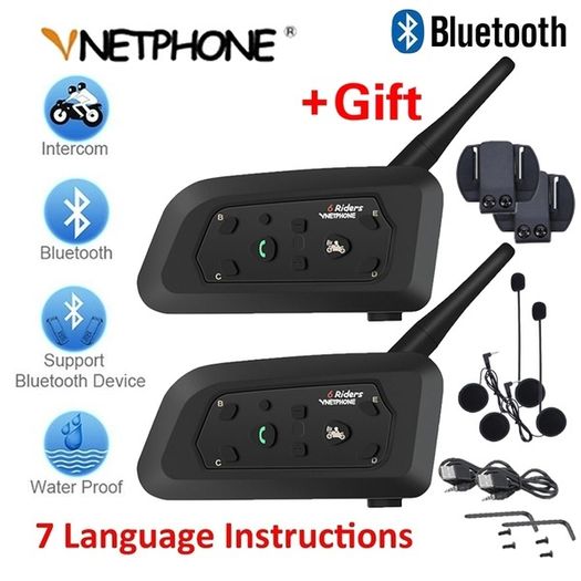 V6 Pro Motorcycle Motobike Motor Cycle Bike Helmet Bluetooth Headset Intercom 6 Riders 1200M Wireless Intercomunicador BT Interphone