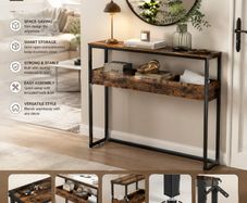 Console Table Slim Vintage Brown