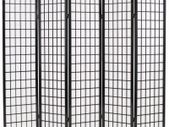 Folding 5-Panel Room Divider Japanese Style 200x170 cm Black