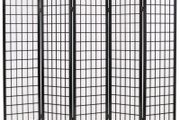 Folding 5-Panel Room Divider Japanese Style 200x170 cm Black