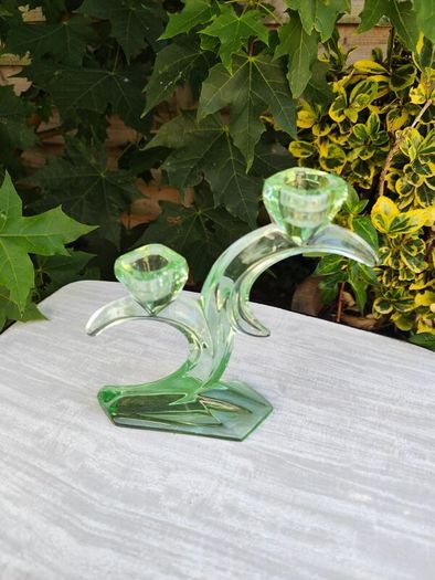 Green Glass Candlestick