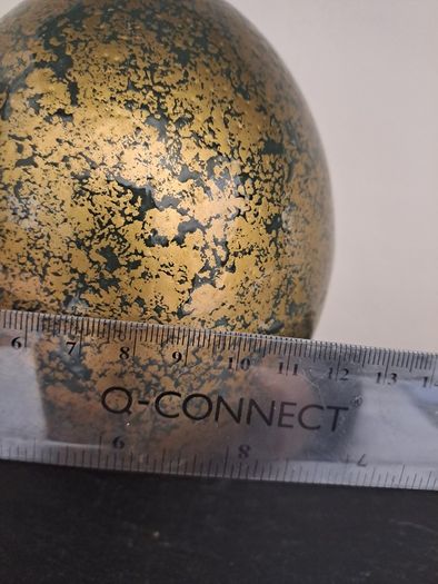 South African Ostrich Egg Ornament Green and Gold Crackle Finish