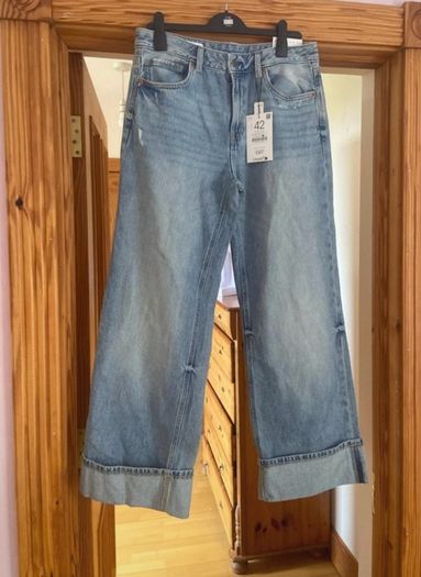 Stradivarius (Zara Group) Tall High Waist Straight Wide Leg Jeans   Size 42 UK 14