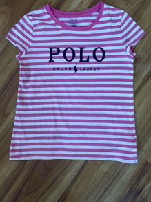 Ralph Lauren raspberry and white stripe t shirt age 16