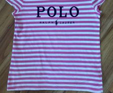 Ralph Lauren raspberry and white stripe t shirt age 16