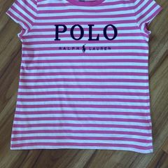 Ralph Lauren raspberry and white stripe t shirt age 16