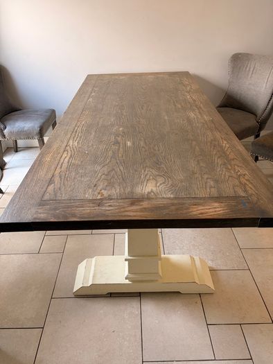 Solid wood table with dining chairs