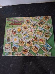 Vintage french wooden alphabet print game