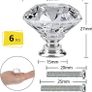 6 PCS Cabinet Knobs with 2 Sizes Screws, 30mm Drawer Handles Crystal Glass Diamond Shaped cupboards Door Knobs for Dresser Drawers and Kitchen, Bathroom Cabinet, Office (FREE POSTAGE) Image 3