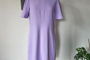 Lennon Courtney lilac purple shift dress yellow stitching fluted sleeves 10 12