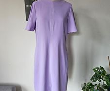 Lennon Courtney lilac purple shift dress yellow stitching fluted sleeves 10 12