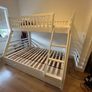 Premium White Solid Wood Triple Bunk Bed with Storage and Like New IKEA AFJALL Mattress Image 2