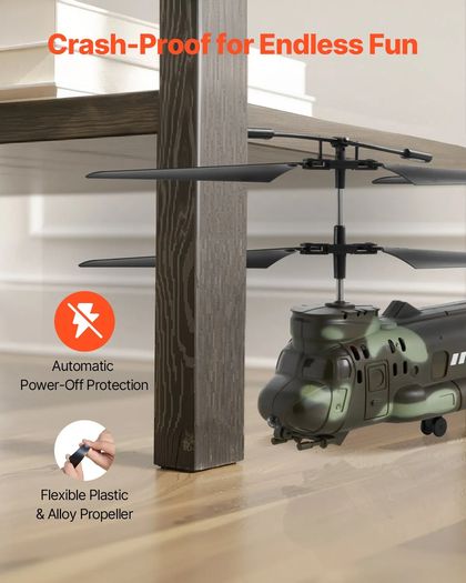 Helicopter, 2.4GHz Military Remote Control Helicopter, 3.5 Channel RC Airplane for Kid, 20 Mins Flight Time, One-Key Takeoff/Landing & LED Lights, Flying Plane Toys for Kids Ages 8 and up